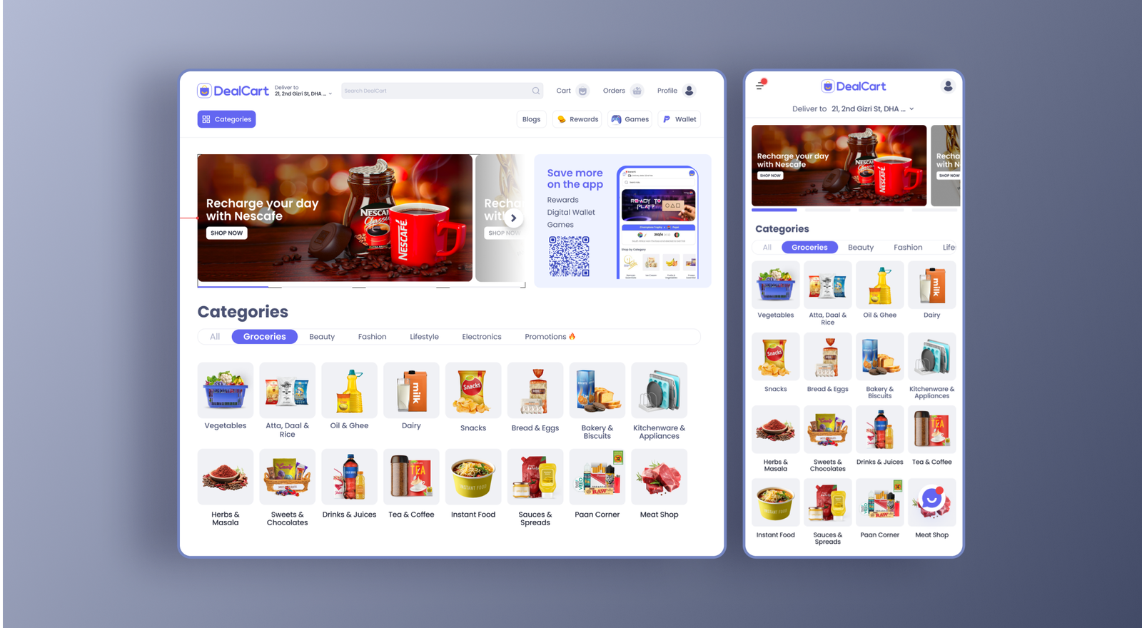 DealCart multiple modes product screens